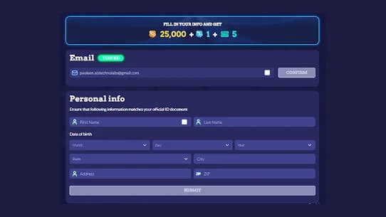 user registration form