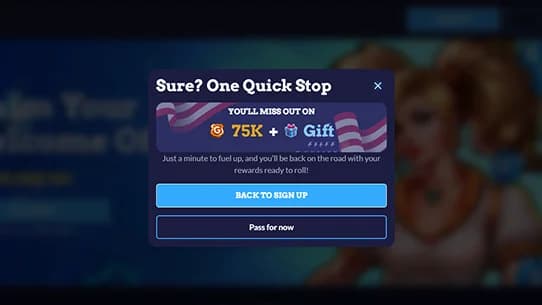 popup reminding users to sign up