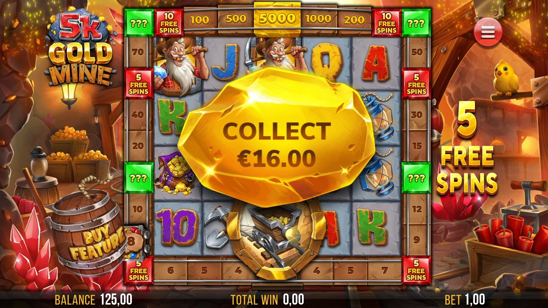 5K Gold Mine slot game by 4ThePlayer