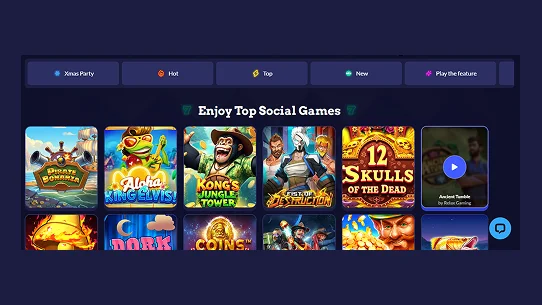game categories menu with top social games