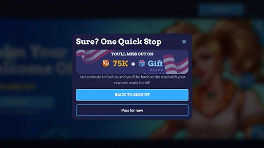 popup reminding users to sign up