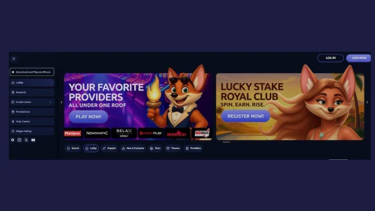 sweepstakes casino platform homepage